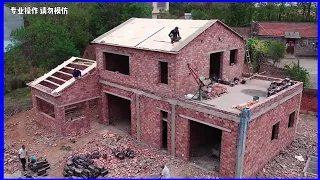 construction of a new two-story house and fence in rural China