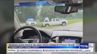 VIDEO: Woman in stolen truck leads police on wild chase in north Mobile County