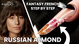 Russian almond nails in the Fantasy French version! Gel nail extensions step by step | Indigo Nails