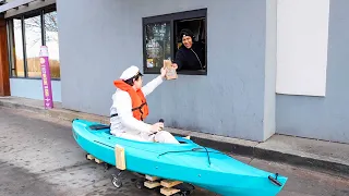Going to the Drive Thru in a Kayak