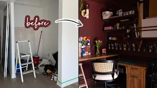 30 Sq Ft Closet Turned Home Office and Art Studio | DIY pegboard