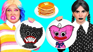 Pancake Art Challenge with Wednesday Addams | Crazy Challenge by BaRaFun