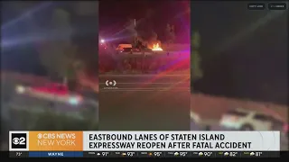 Car bursts into flames after crash on Staten Island Expressway