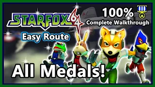 Star Fox 64 (N64) - Intro & 100% Complete Walkthrough | Easy Route | All Medals!