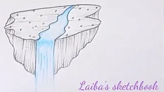 How to draw a floating island easy| Drawing of island| Simple drawing tutorial| Laiba's sketchbook