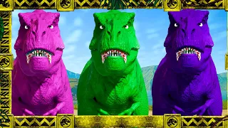 Dinosaurs Fight! Epic Pink, Purple, and Green T-Rex Battles Zilladominus! 🔥 | Best Fight on YouTube!