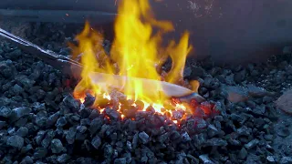 Knife Making - JAPANESE CHEF KNIFE From Leaf Spring, Forging With Simple Tools.!