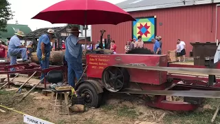 Steam engine powered sawmill