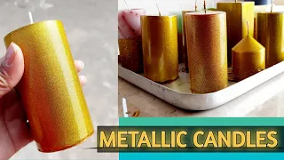 HOW TO MAKE METALLIC CANDLES  | METALLIC CANDLES | GOLD METALLIC CANDLES