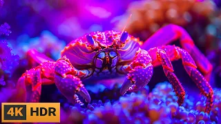 4K Aquarium Video - Colorful Marine Creatures with Relaxing Music