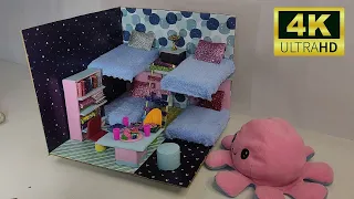 DIY Miniature Cardboard House || Easy Miniature Hostel Room Diy Room #miniature #diy