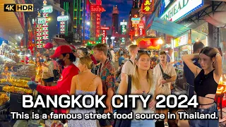 🇹🇭 4K HDR | Night Walk The Best Street Food Chinatown Thailand | Bangkok Walk 2024