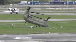 US Army Boeing CH-47F Chinook at ZRH (with live ATC)