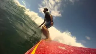 Surfing Côte des basques Septembre 2012 Longboard crash GoPro