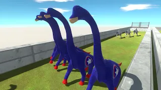 Race to eat CAPTAIN AMERICA BRACHIOSAURUS 😱 - Animal Revolt Battle Simulator