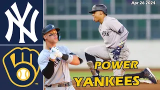 New York Yankees vs. Milwaukee Brewers Full Game, Apr 26 2024 | MLB Season 2024