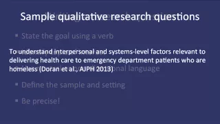 Fundamentals of Qualitative Research Methods: Developing a Qualitative Research Question (Module 2)