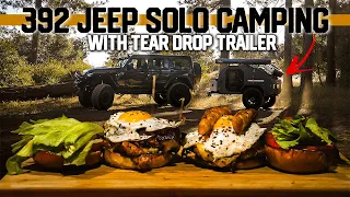 SOLO Jeep Wrangler 392 +Teardrop Camping & Truffle Bacon Smash Burgers ASMR