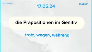 حروف اضافی trotz, wegen, während در حالت Genitiv در زبان آلمانی، مثال ها و کار برد آنها.