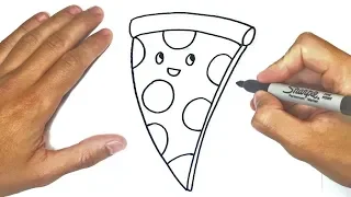 How to draw a Kawaii Pizza Step by Step | Easy drawings