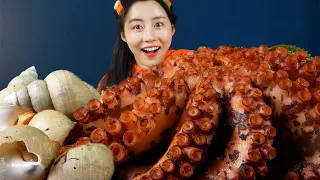 MUKBANG ASMR | Giant Octopus🐙Sea Snail(Whelk)🐚Boiled Eat Seafood Korean Eatingshow Realsound 아라 Ara