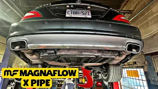 Mercedes CLS 550 Magnaflow X PIPE  Install / Before & After Cold Start / Revs / Pulls * EP 64 *