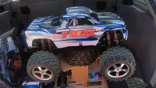 Traxxas T-Maxx 3.3 Final Break In Runs half trigger & full trigger pulls 5 tanks completed