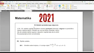 Matura 2021 (jesen) - matematika A razina (zadaci 29 i 30)