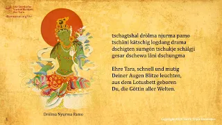 Lobpreis an die 21 Taras: Lama Tenzin und Ani Choying Drolma. Dt. Übersetzung von Sylvia Wetzel.