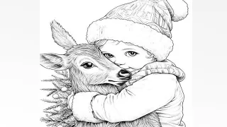 Baby Deer and Girl pencil drawing | How to draw deer and girl