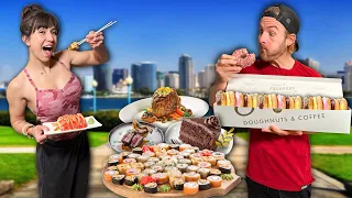 Eating Our City’s Most EXPENSIVE Food For 24 Hours!