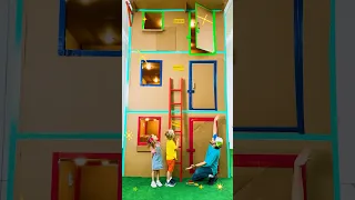 Kids learn how to play together and build Giant Cardboard house
