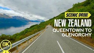 8K Scenic Roads in New Zealand - Driving from Queentown to Clenorchy - Road Trip with Stunning Views