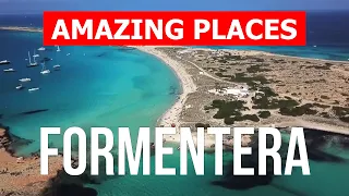 Formentera island, Spain | Beach, sea, tourism, vacation | 4k video | Balearic Islands from drone