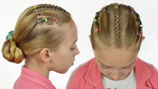 5 Minutes Cute Hairdo with Mixed Braids and Low Bun for Girls | 2022 Hairstyles by LittleGirlHair