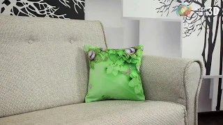 3D Подушка  «Драгоценные цветы с жемчугом» (зеленый фон)