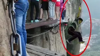 World most dangerous hiking trail on mountains huashan china 🇨🇳