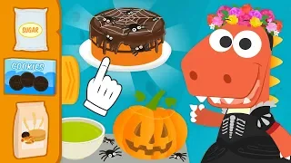 🕸 Learn with Eddie How to Bake Halloween Cake 🎂 Eddie the Dinosaur Celebrates Halloween