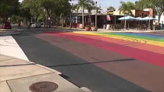 Car caught on camera doing donuts on Florida pride street mural