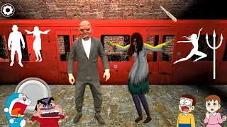 Serbian Dancing Lady, Devil Boss Banke Kiya Train Escape In Granny 3 With Doraemon Friends