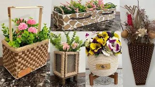 5 Diy Basket/ Diy Flower Basket/ Diy Plantar/ Diy Rope Basket/ سبت ورد يدوي
