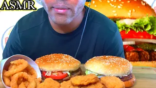 [ASMR] Burger King impossible Whoppers Onion Rings Chicken Nuggets Mukbang No Talking Eating Show