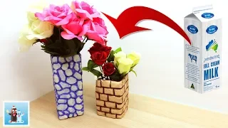 How to Make Flower Vase from Milk Container Easy Art and Craft Ideas