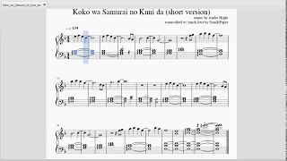 Gintama OST Koko wa Samurai no Kuni da SHEET MUSIC for Piano