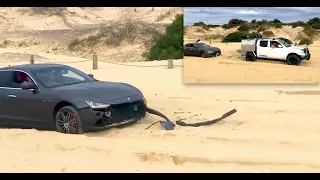 $$$ Maserati Gets Destroyed After Beach Recovery Goes Horribly Wrong 😱😵🤣