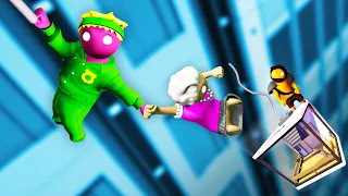 Saving GRANNY from a falling ELEVATOR (Gang Beasts)