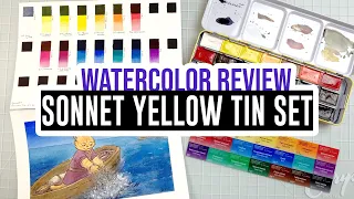 Review & Demo - Sonnet Yellow Tin (Watercolor set of 21 full pans!) 🎨