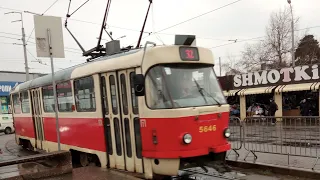 Киевский трамвай TatraT3 бортовой номер 5646 маршрут номер 32 запись полного маршрута.