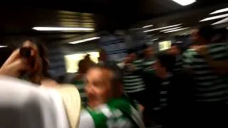 Celtic fans in Lisbon (huddle in the CL)