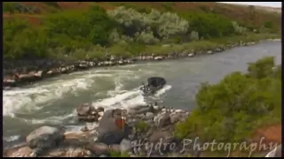 Jet boat hits rock on the way down.